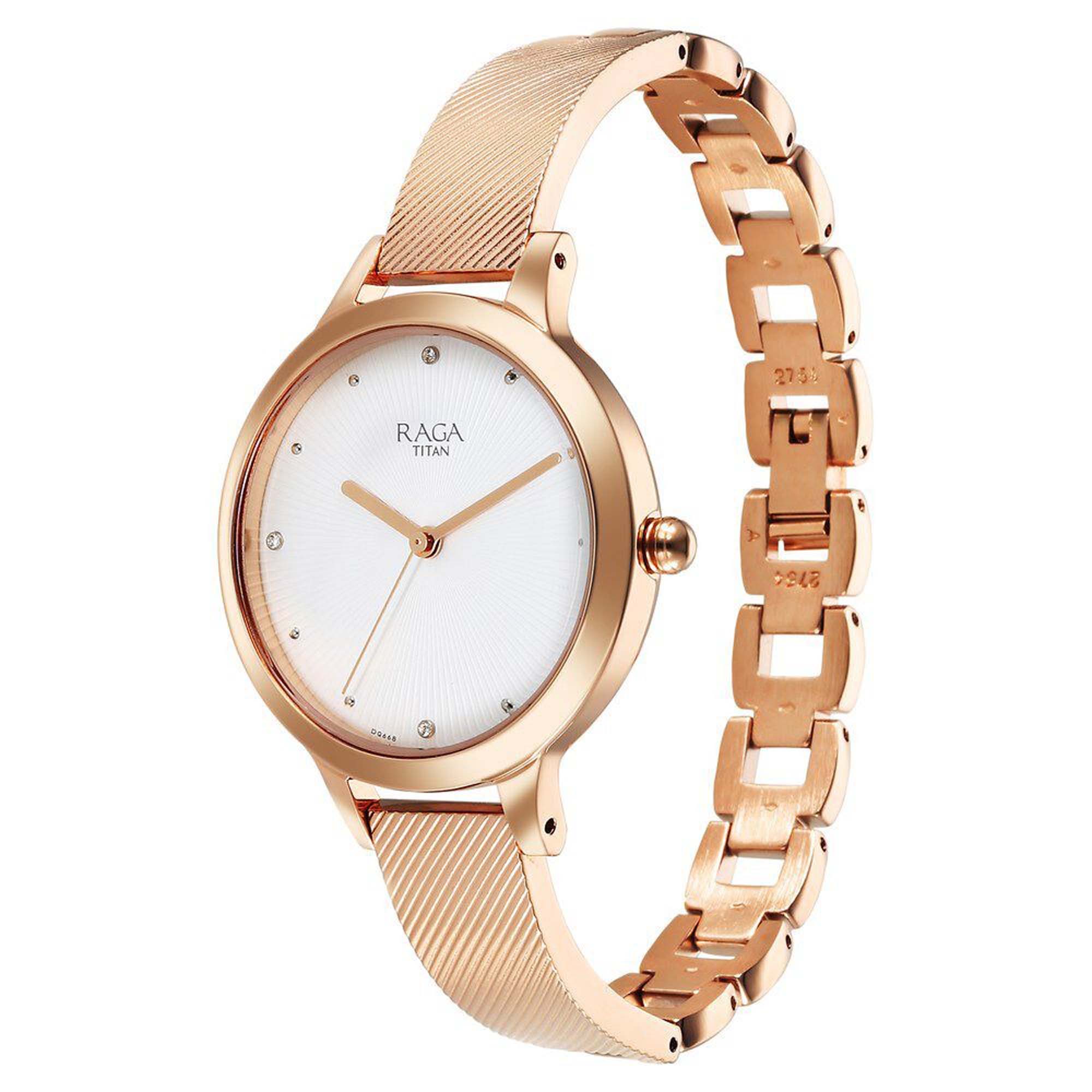 Picture of Titan Raga Memoirs Quartz Analog White Dial With Rose Gold Color Metal Strap Watch For Women