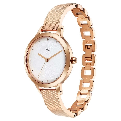 Picture of Titan Raga Memoirs Quartz Analog White Dial With Rose Gold Color Metal Strap Watch For Women