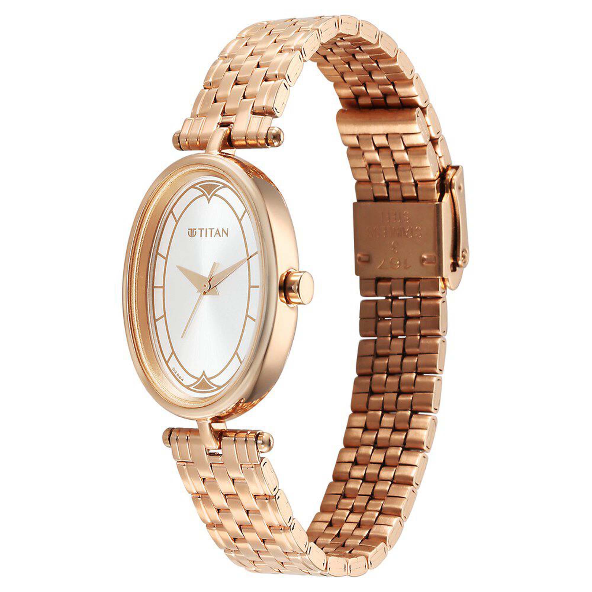 Picture of Titan Karishma Quartz Analog Silver Dial Rose Gold Stainless Steel Strap Watch For Women