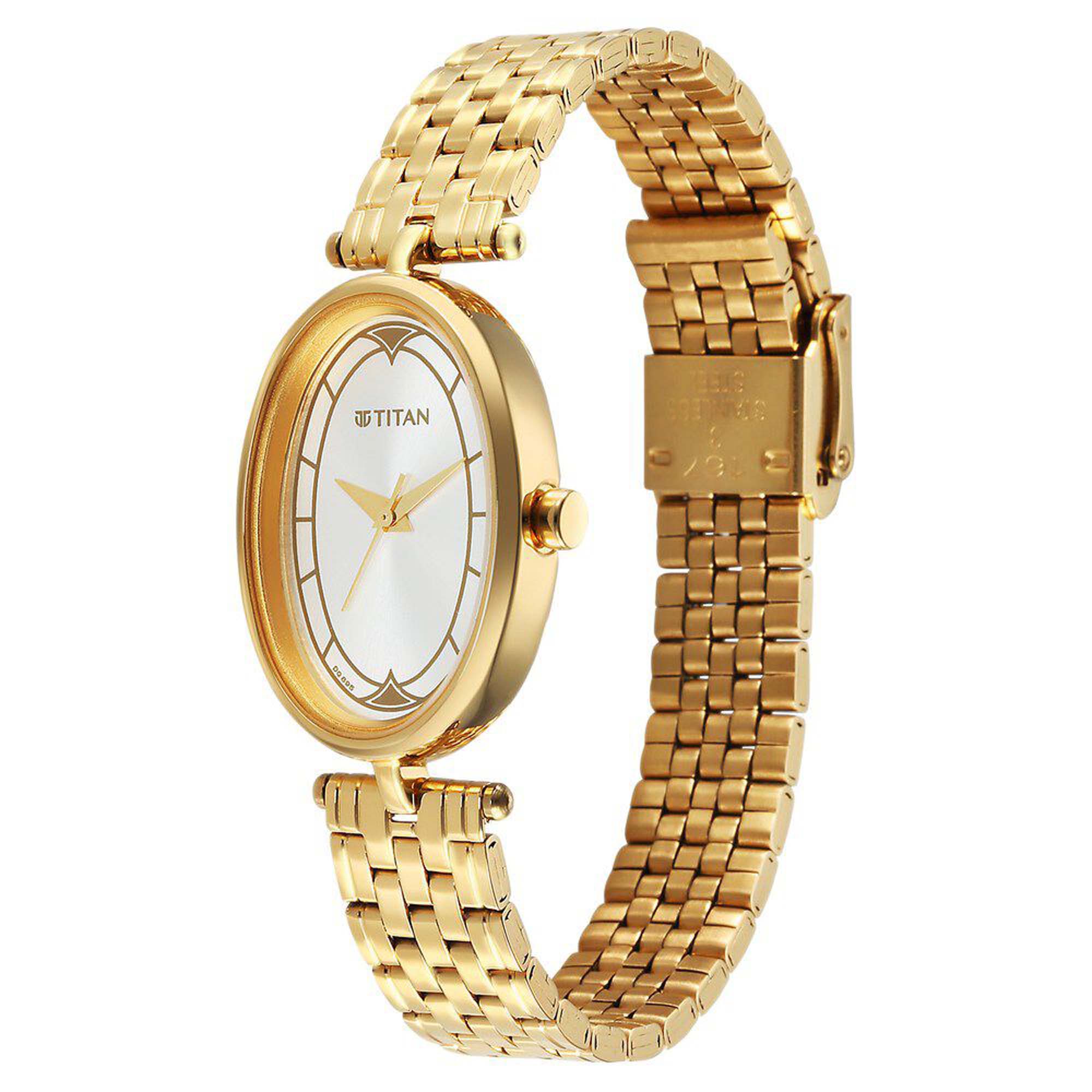 Picture of Titan Karishma Quartz Analog Silver Dial Golden Stainless Steel Strap Watch For Women