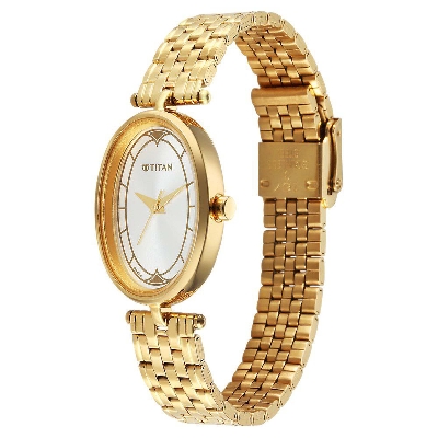 Picture of Titan Karishma Quartz Analog Silver Dial Golden Stainless Steel Strap Watch For Women