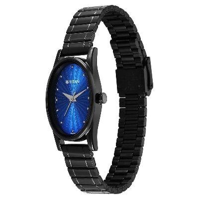 Picture of Titan Karishma Quartz Analog Blue Dial Black Stainless Steel Strap Watch For Women