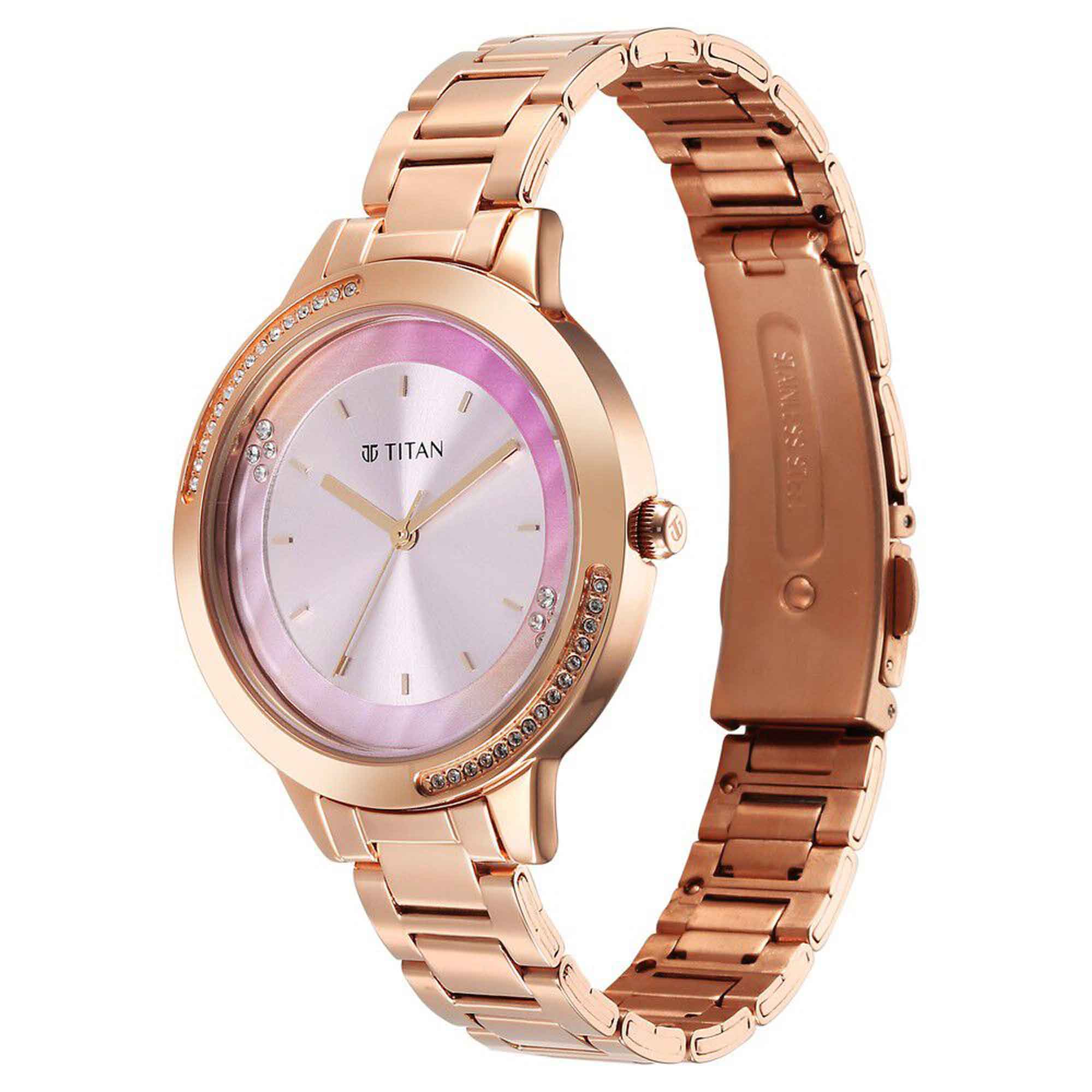 Picture of Titan Razzle Dazzle Quartz Analog Pink Dial Stainless Steel Strap Watch For Women