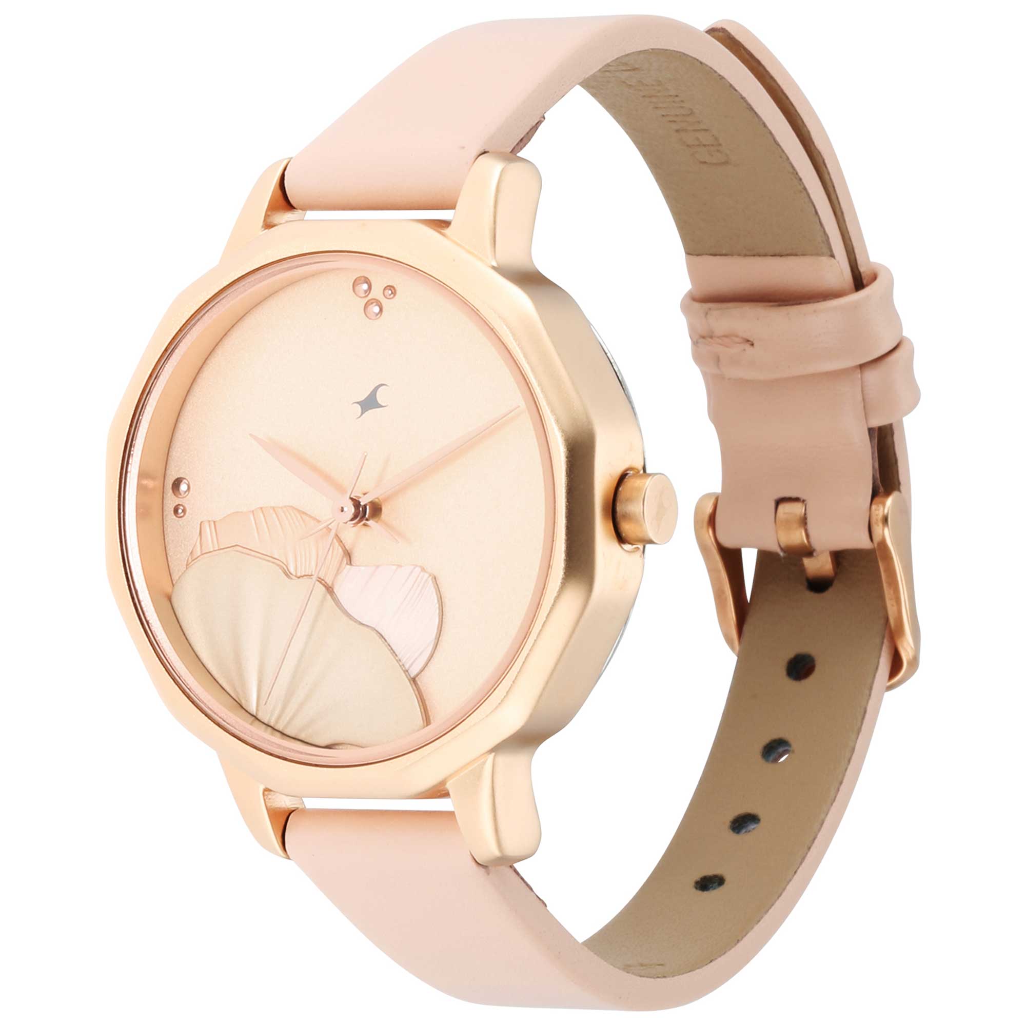 Picture of Uptown Retreat Rose Gold Dial Analog Beige Leather Strap Watch
