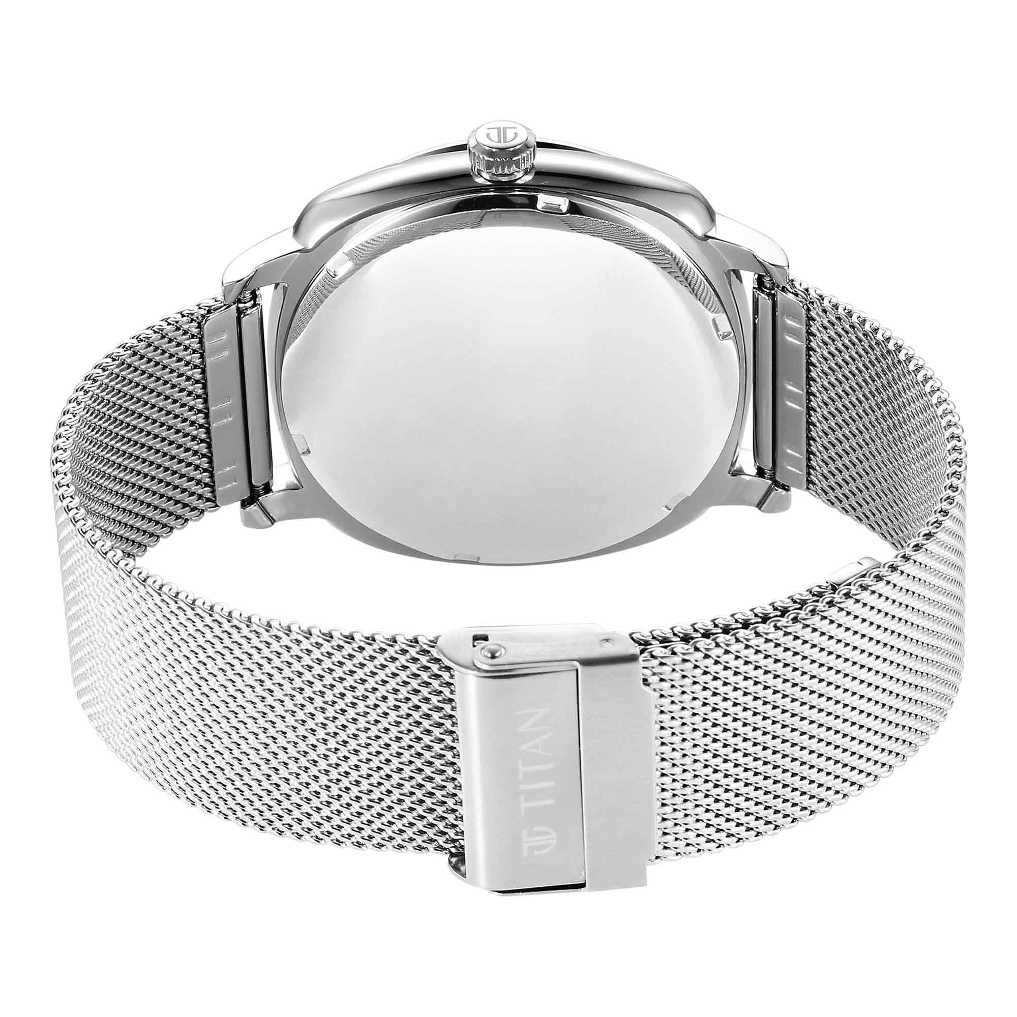 Picture of Titan Classique Suave Quartz Green Dial Silver Stainless Steel Mesh Strap Watch for Men