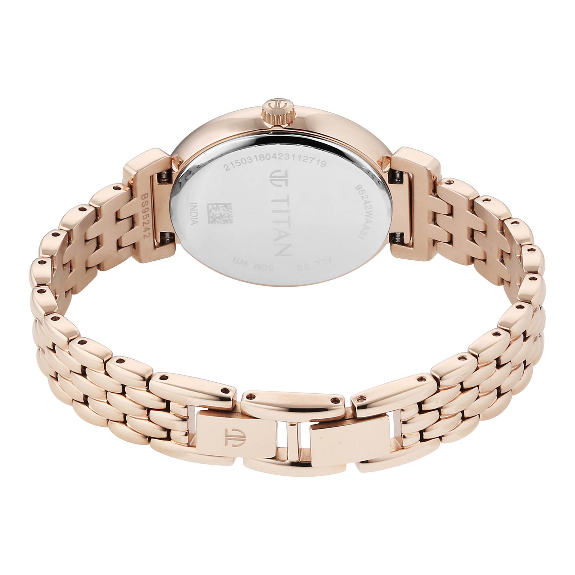 Picture of Titan Aura Phase Quartz Analog Rose Gold Dial Rose Gold Stainless Steel Strap Watch for Women