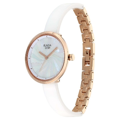 Picture of Titan Raga Memoirs Quartz Analog Mother Of Pearl Dial With White Ceramic Strap Watch For Women