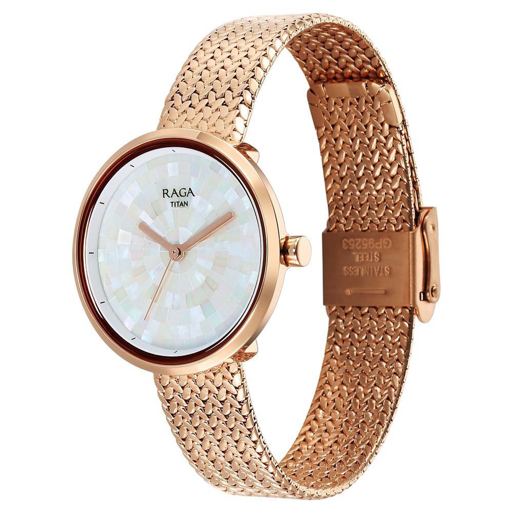Picture of Titan Raga Memoirs Quartz Analog Mother Of Pearl Dial With Rose Gold Metal Strap Watch For Women