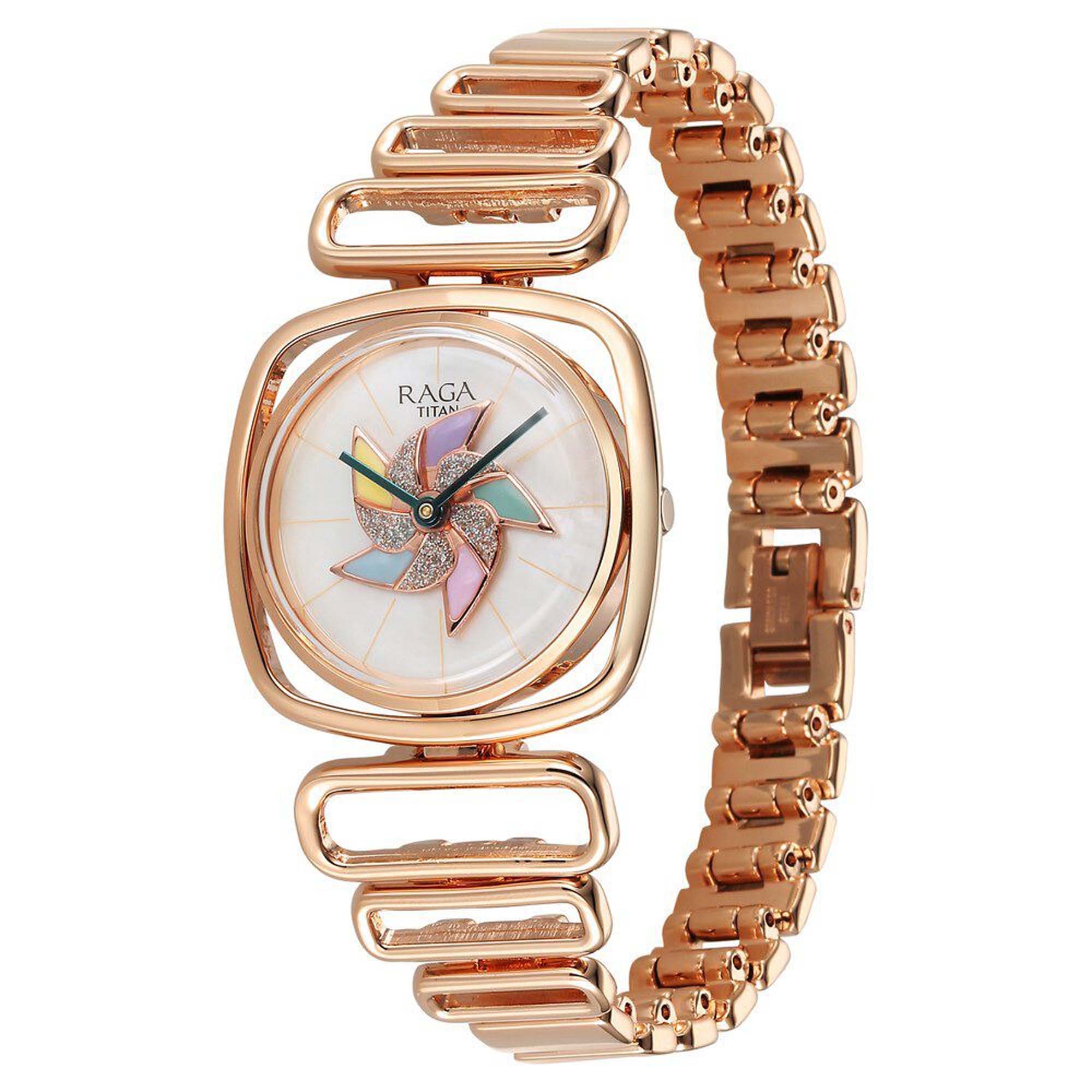 Picture of Titan Raga Memoirs Quartz Analog Mother of Pearl Dial With Rose Gold Color Metal Strap Watch For Women