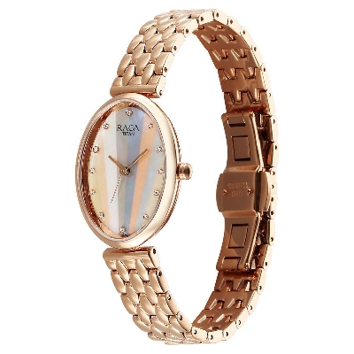 Picture of Titan Raga Memoirs Quartz Analog Mother Of Pearl Dial With Rose Gold Metal Strap Watch For Women
