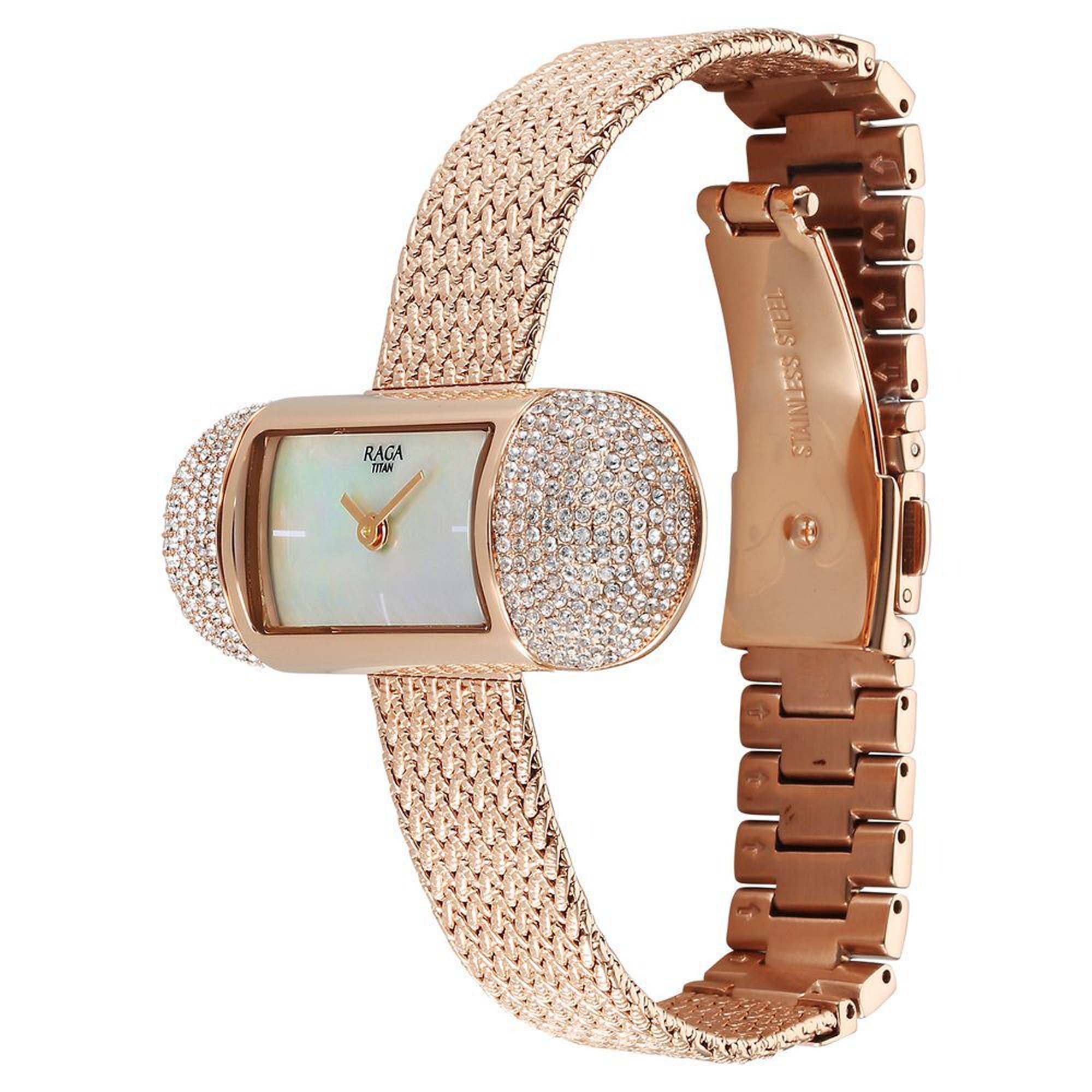 Picture of Titan Raga Memoirs Quartz Analog Mother Of Pearl Dial With Rose Gold Metal Strap Watch For Women