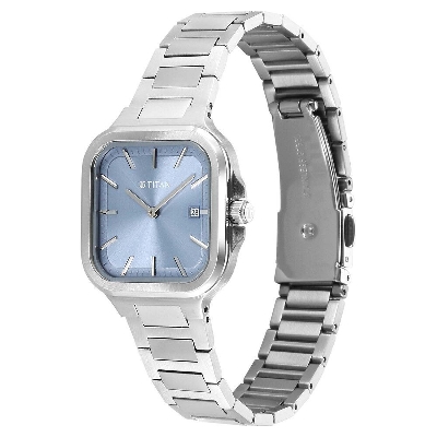Picture of Titan Slim Square Quartz Analog with Date Blue Dial With Silver Color Stainless Steel Strap Watch For Women
