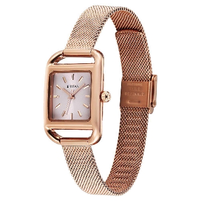 Picture of Titan Horizon Quartz Analog Pink Dial Stainless Steel Strap Watch For Women