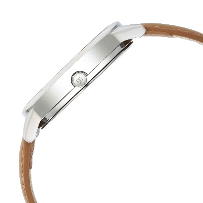 Picture of Urban Silver White Dial Leather Strap Watch