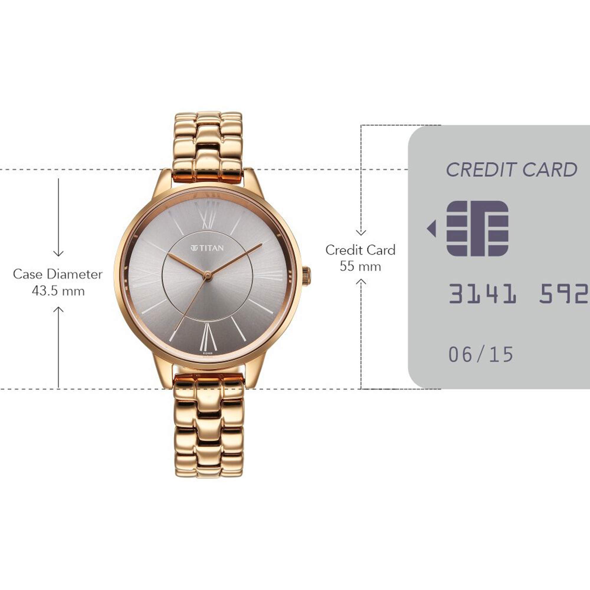 Picture of Titan Neo Quartz Analog Grey Dial Rose Gold Metal Strap Watch For Women