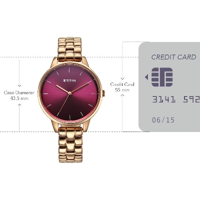 Picture of Titan Neo Quartz Analog Maroon Dial Rose Gold Metal Strap Watch For Women