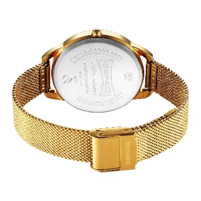 Picture of Sonata Wedding Quartz Analog Rose Gold Dial Stainless Steel Strap Watch for Women