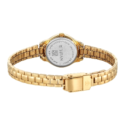Picture of Titan Women's Watch Analog Beige Dial With Gold Stainless Steel Band