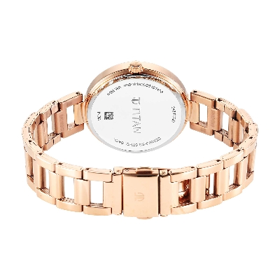 Picture of Titan Workwear Quartz Analog Beige Dial Rose Gold Stainless Steel Strap Watch for Women