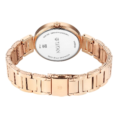 Picture of Titan Women's Watch Analog Red Dial with Rose Gold Stainless Steel Band