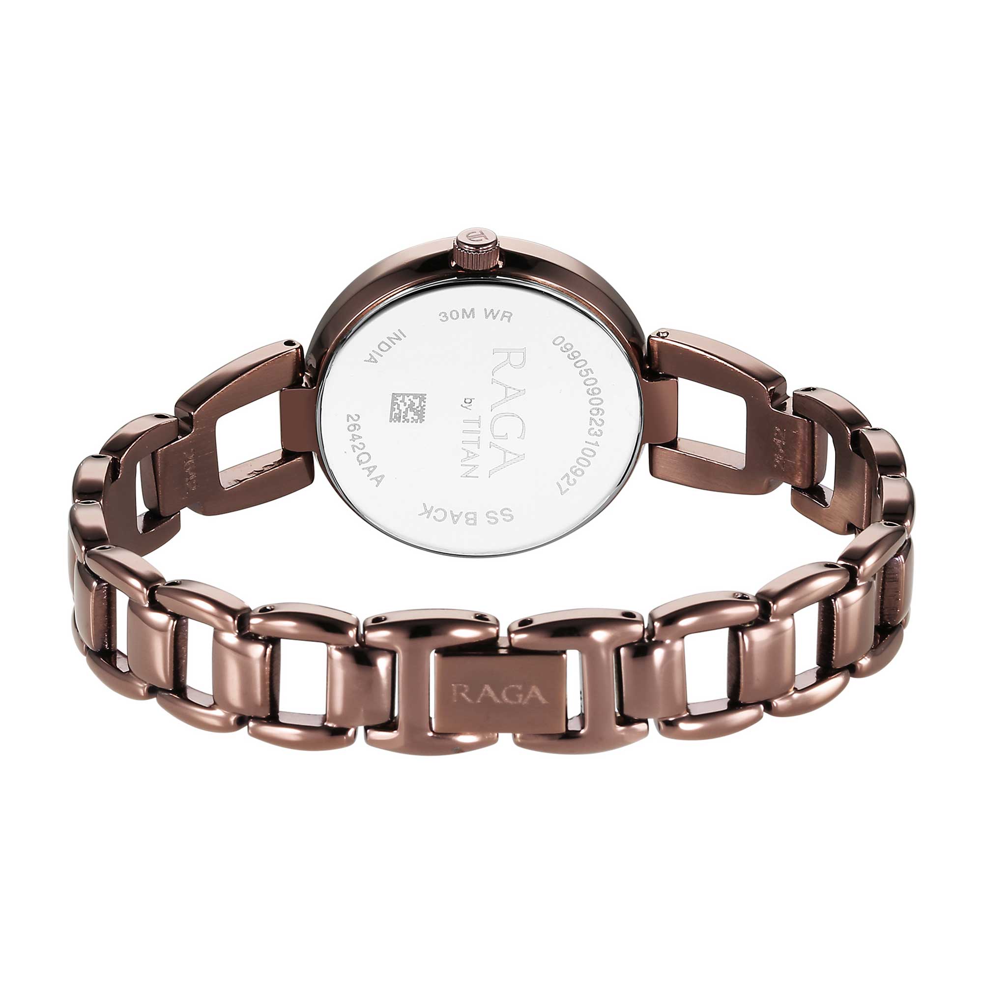 Picture of Titan Raga Viva Quartz Analog with Date Rose Gold Dial Brown Metal Strap Watch for Women