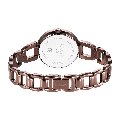 Picture of Titan Raga Viva Quartz Analog with Date Rose Gold Dial Brown Metal Strap Watch for Women