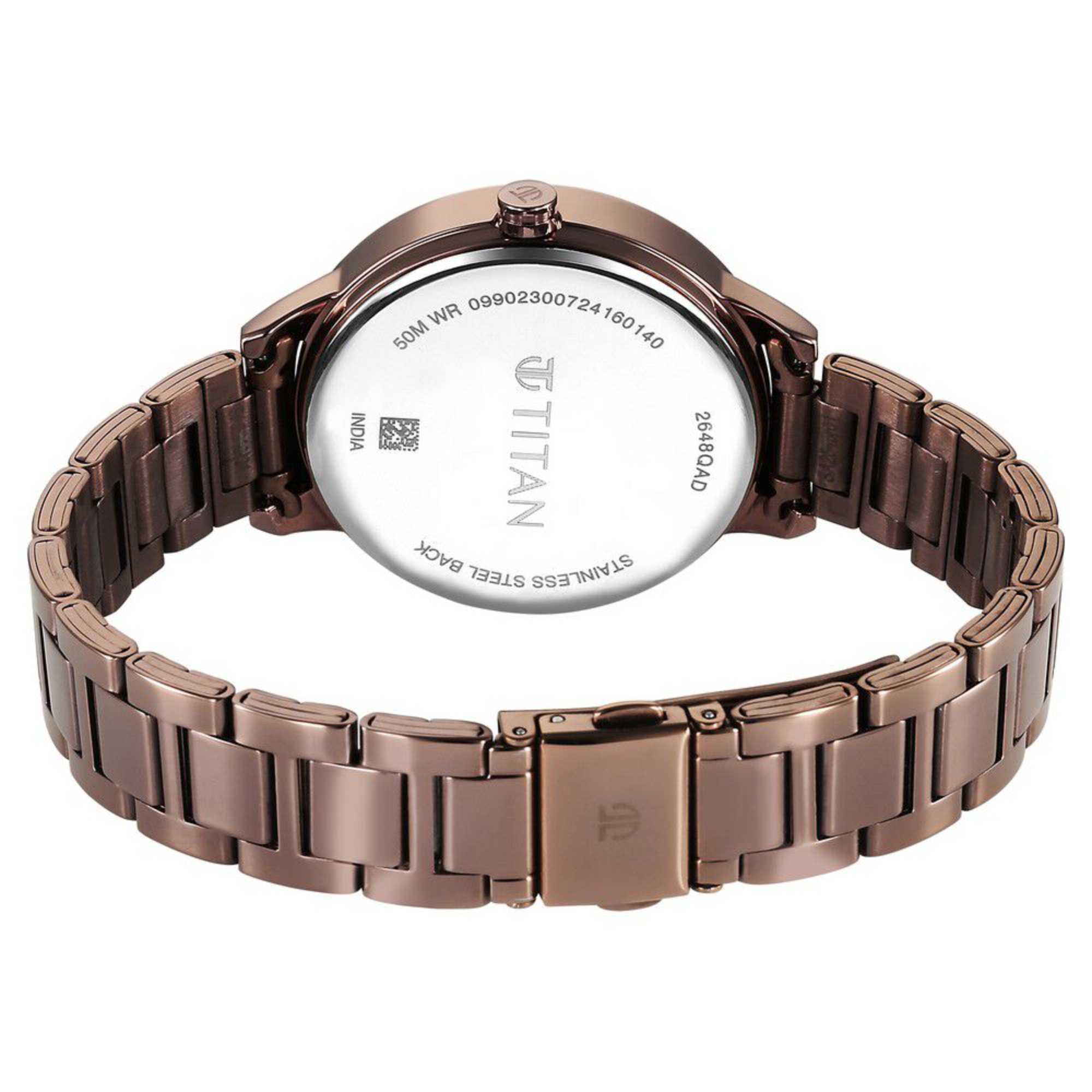 Picture of Titan Razzle Dazzle Quartz Analog Pink Dial Brown Stainless Steel Strap Watch For Women