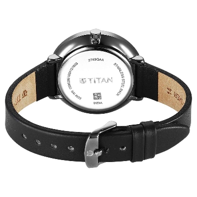 Picture of Titan Neo Quartz Analog with Day and Date Black Dial Leather Strap Watch For Women
