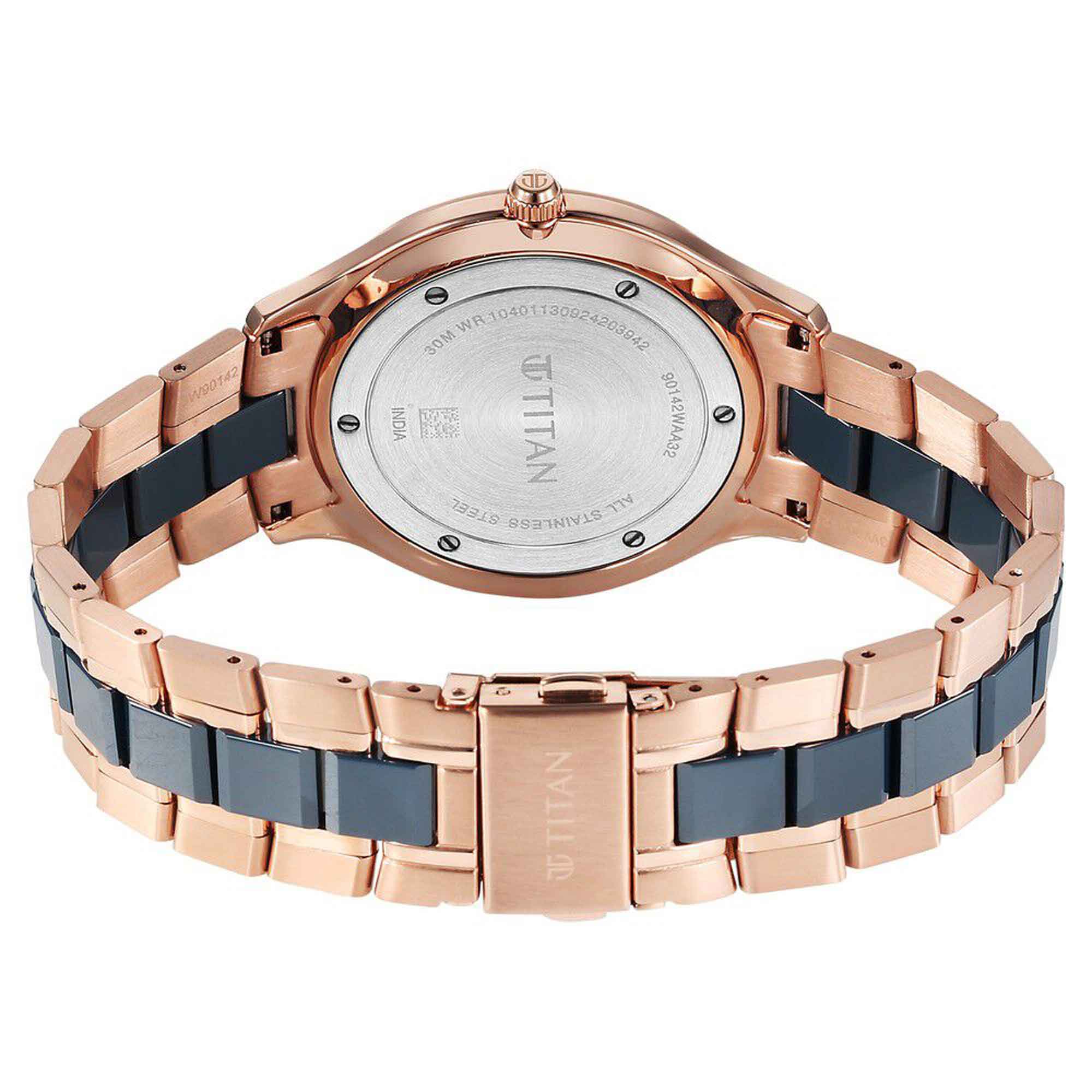 Picture of Titan Slim Ceramic Fusion Quartz Analog with Date Blue Dial Stainless Steel Strap Watch For Men