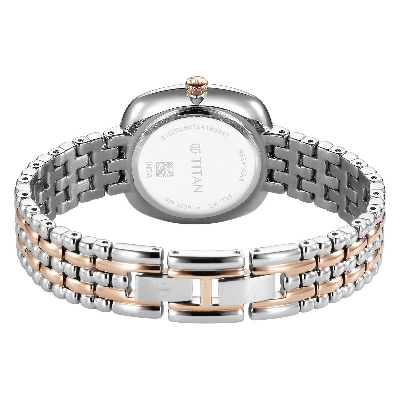 Picture of Titan Aura Quartz Analog White Mother Of Pearl Dial Rose Gold and Silver Stainless Steel Strap Watch for Women