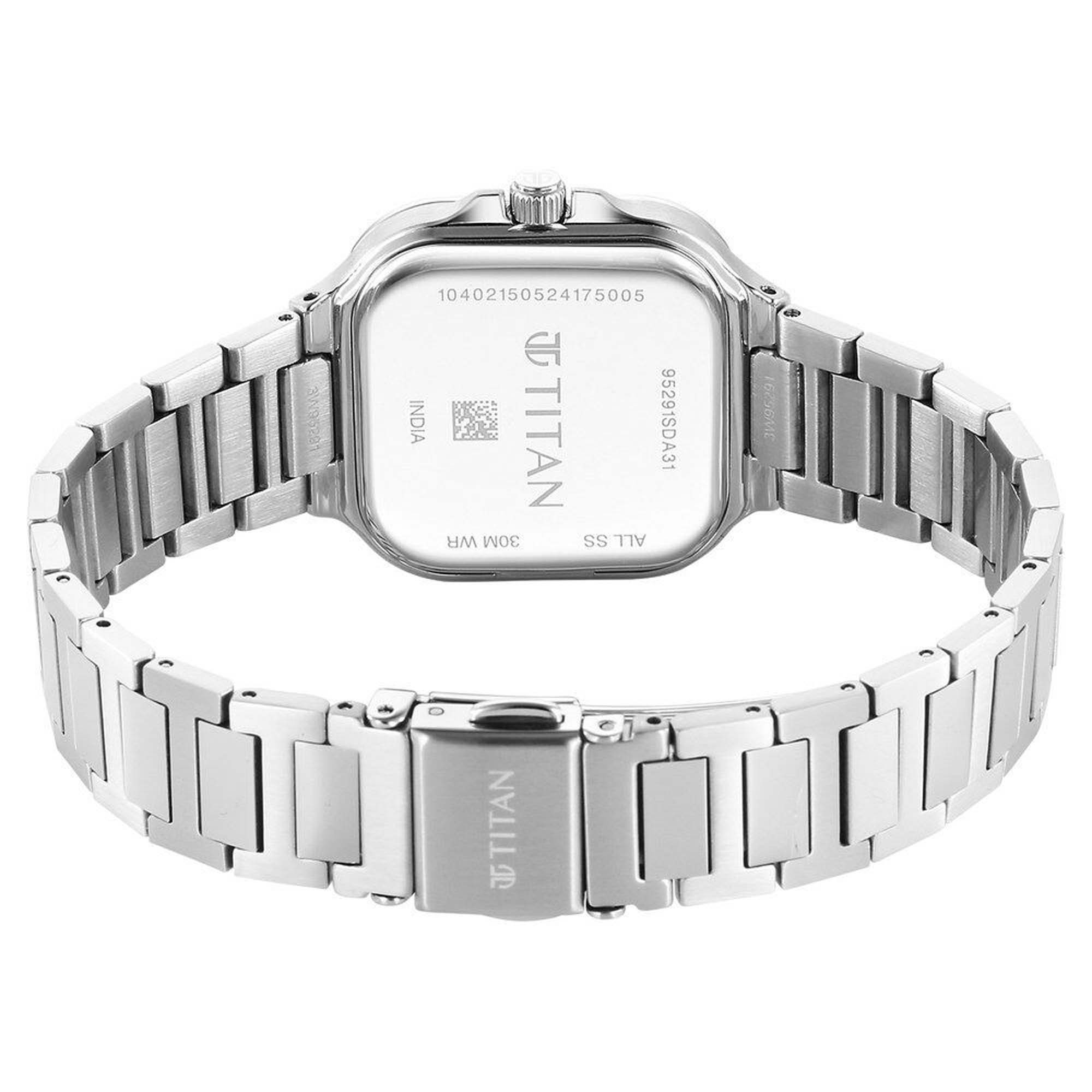 Picture of Titan Slim Square Quartz Analog with Date Blue Dial With Silver Color Stainless Steel Strap Watch For Women
