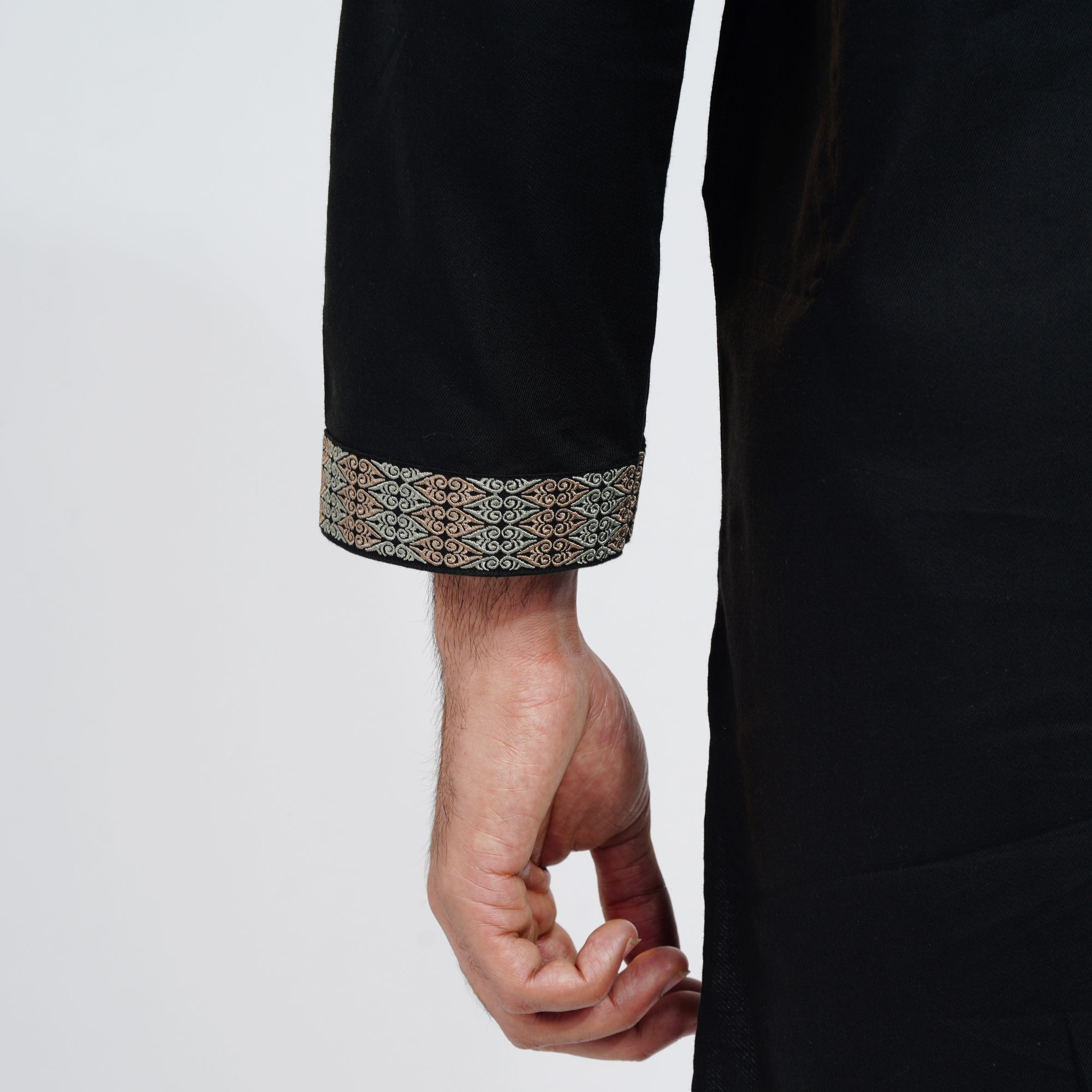 Picture of Black Cotton Flow Panjabi(Black)