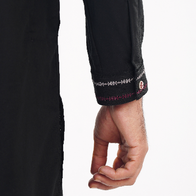 Picture of Black Cotton Flow Panjabi(Black)