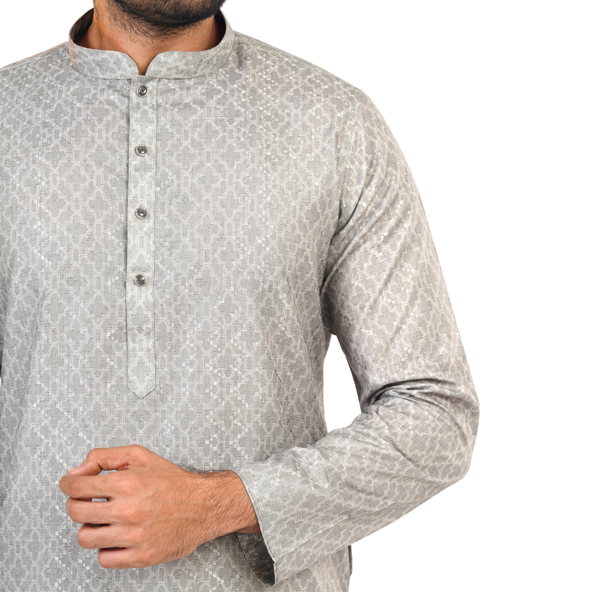Picture of Olive grey Cotton Flow Panjabi(olive grey)