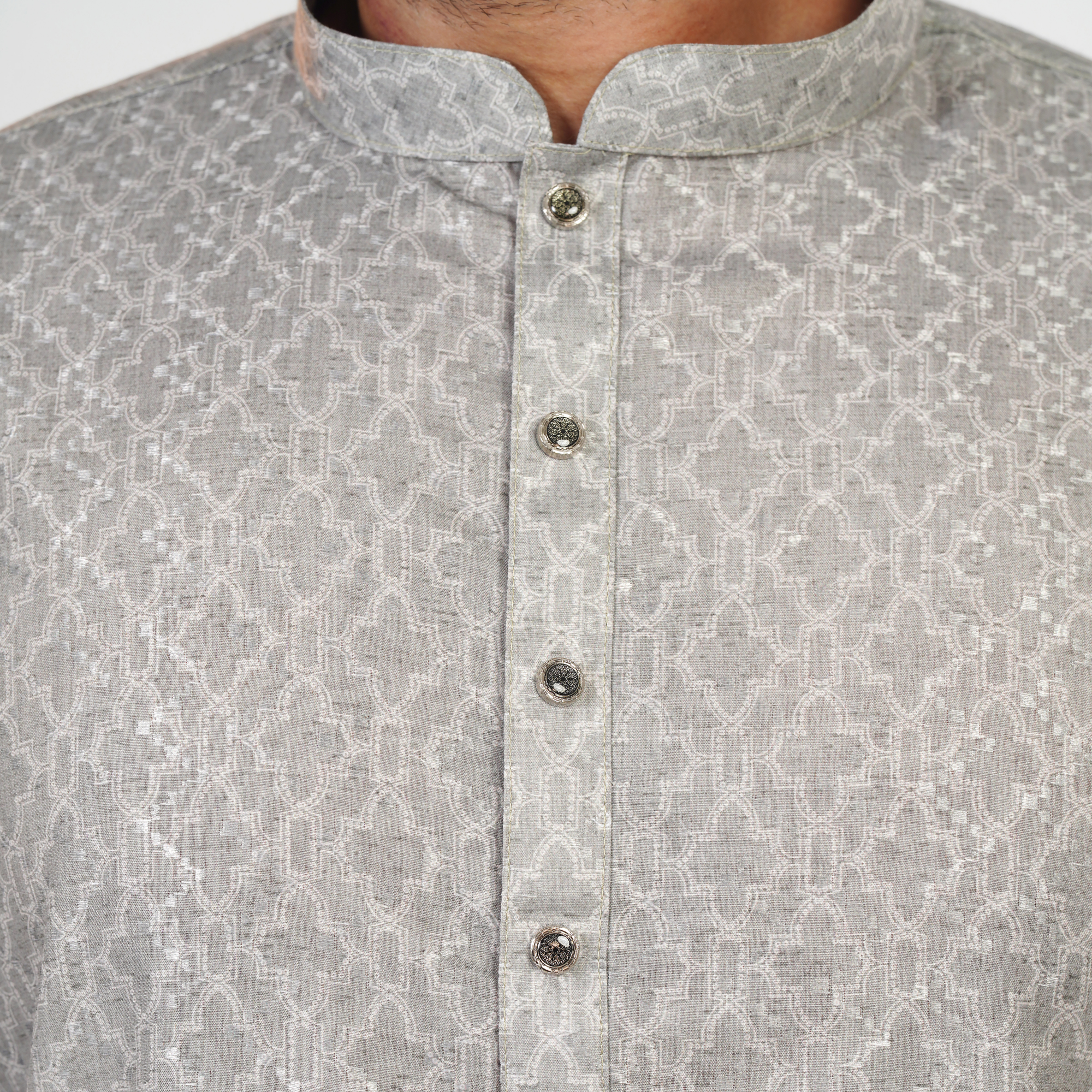 Picture of Olive grey Cotton Flow Panjabi(olive grey)