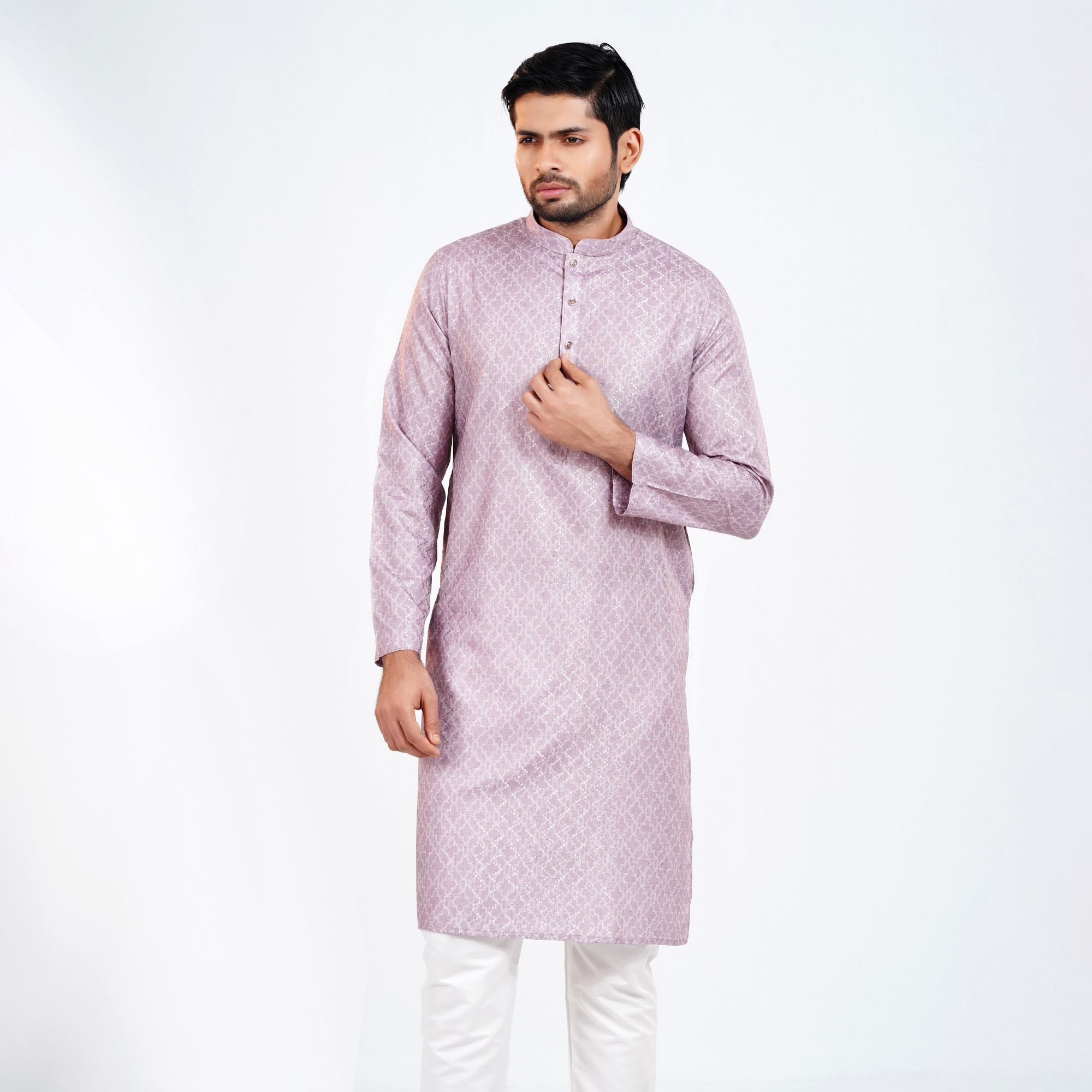 Picture of Light Purple Cotton Flow Panjabi(Light Purple)