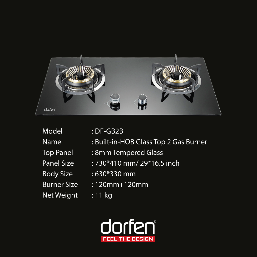 Picture of DORFEN Glass Gas Stove with 2-Burners - 29x16.5
