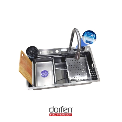 Picture of DORFEN Temperature Sensor Single Bowl Handmade Sink - 30x18x9.2