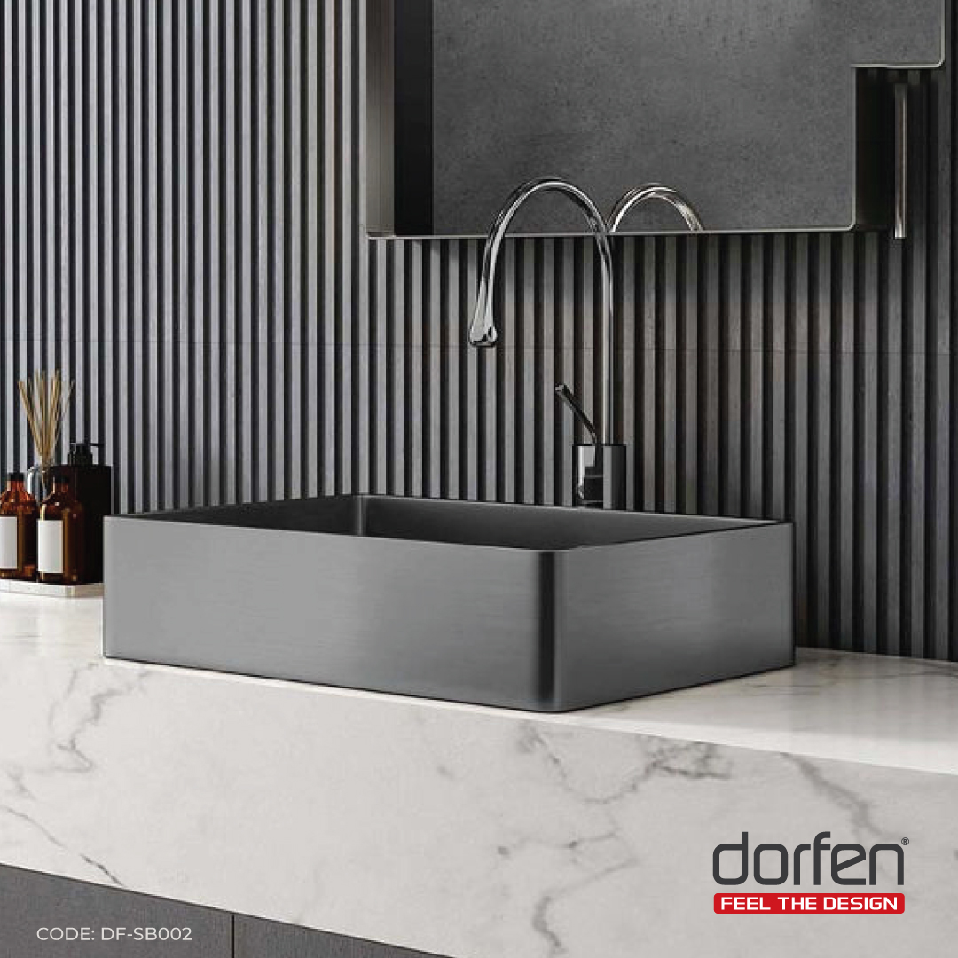 Picture of DORFEN Handmade Stainless Steel Basin (Pop-up Drain PVD Black) - 22x15.2x4