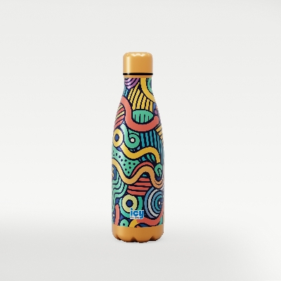 Picture of Hot & Cold Stylish SS Cola Water Bottle 450 ML | Leak-Proof with Eye-Catching Spiral Print | Wide Mouth for Effortless Filling | Double-Walled Insulated Inner Steel and Sturdy Outer | Ideal for Daily Hydration at School, Office, Gym | Modern and Eco-Friendly | Doodle Delight