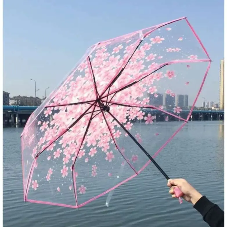 Picture of Transparent Folding Umbrella with Comfortable Handle | MNK SHOP (Purple)