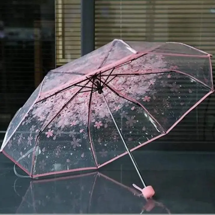 Picture of Stylish Clear Umbrella with Floral Canopy Design | MNK SHOP (Green)
