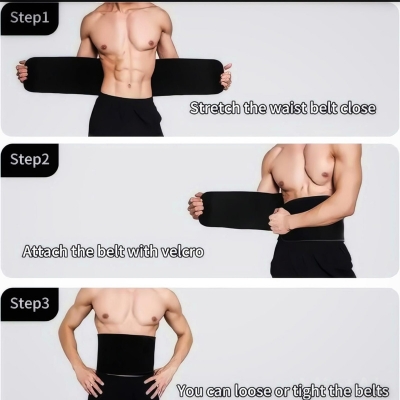 Picture of Cotton Flex Abdominal Slimming Belt - Men and Women's Soft Waist Trainer with Foam Interior for Belly Fat Loss, Gym Support, and Adjustable Comfort - Body Shaper Sweat Belt for Effective Weight Loss