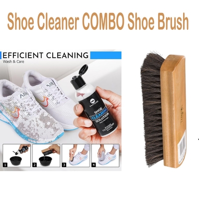 Picture of 2X Combo Shoe Polish Cleaner BootCare And Wooden Brush + Shoe Cream Cleaner