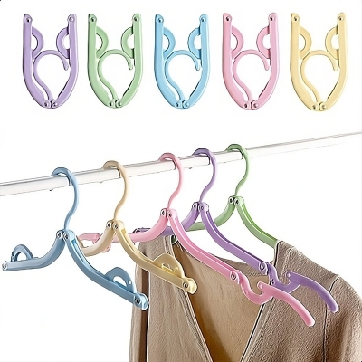 Picture of 5pcs Hanger Anti-cracking Lightweight Portable Travel Cloth Clothes Rack Clothing Hook Pakaian Cangkuk Rak