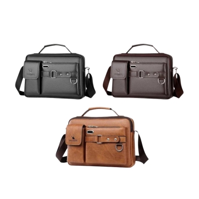 Picture of Men's PU Leather Shoulder Bag Fashion Male Real Cowhide Messenger Cross body Bag Men Business Travel Handbag Boy Phone Bag Multicolor