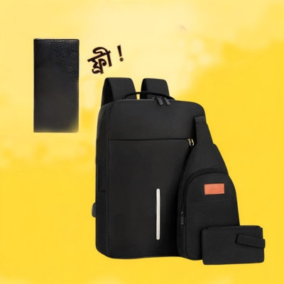 Picture of New 4 pcs Combo Bag Waterproof Men Crossbody College Bag Anti-Theft Travel Shoulder Bags