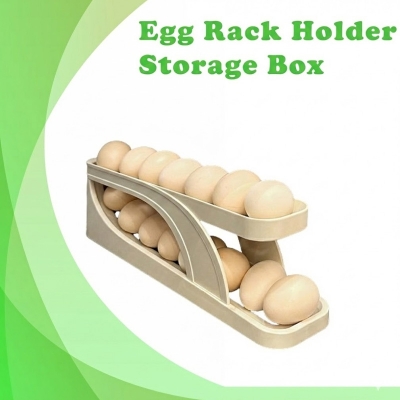 Picture of 1 pic Double-Layer Egg Dispenser Automatic Roll-Down Egg Storage Rack Slide Egg Carton Refrigerator Egg Basket Kitchen Countertop Egg Holder