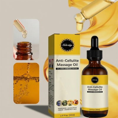Picture of Slibridge Anti-Cellulite Massage Oil, Weight Loss Oil, 30 ML, Waist, Arms, Thighs, Body Fat Burn, Lotus Leaf, Lotus Oil, Grapefruit, Caffeine, Jojoba Seed Oil, Grapeseed Extract, Brown