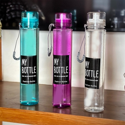 Picture of Classic Slim Plastic Transparent Water Bottle 500ml water cup BPA Free, Leak-Proof, Reusable with Easy Lock Random Color Water Bottle 1pic